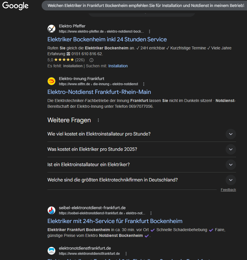 Google-Suchergebnisse für Elektriker in Frankfurt Bockenheim
